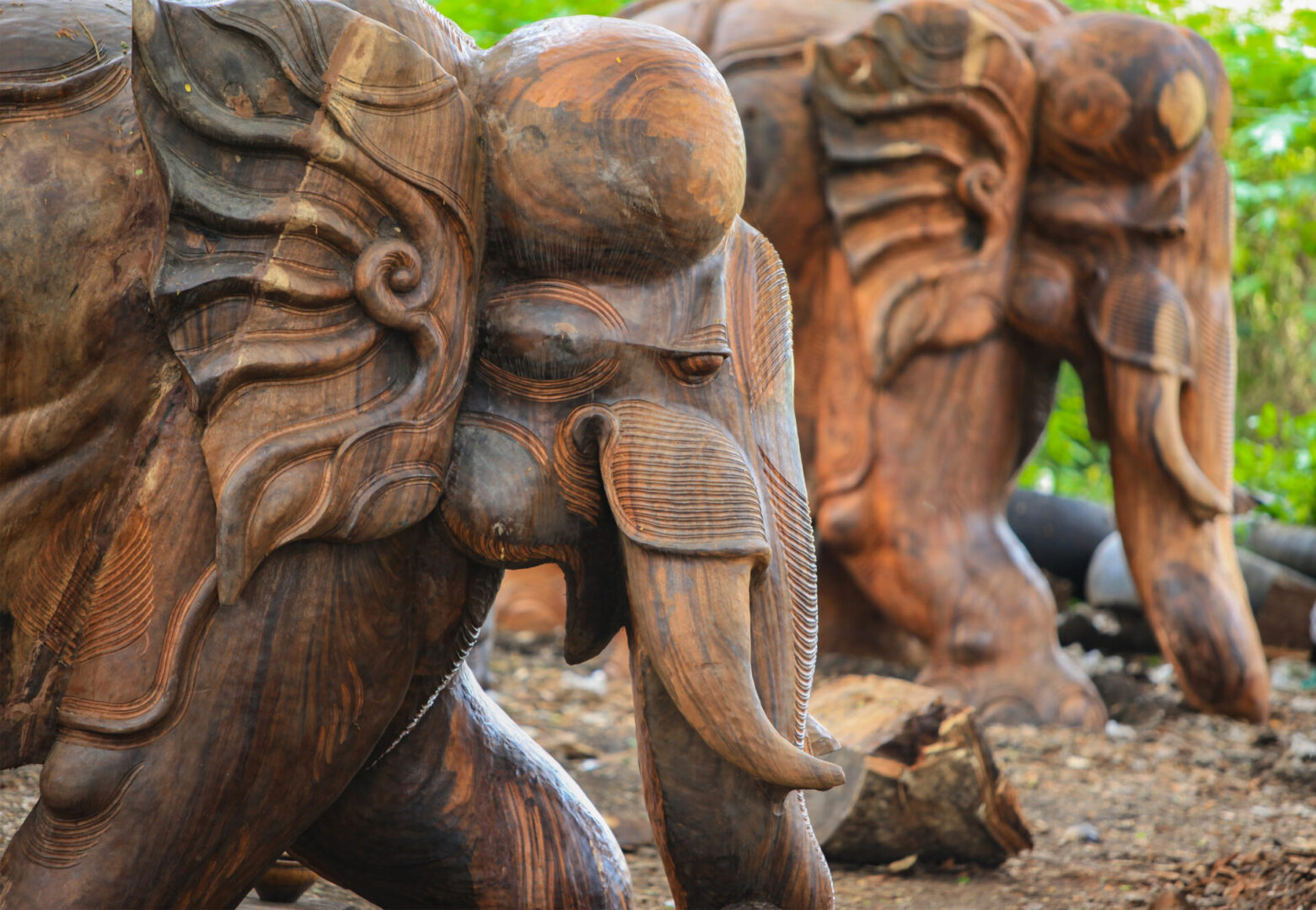 Mandalay 2 Wooden Elephants FAA 3926 1 scaled