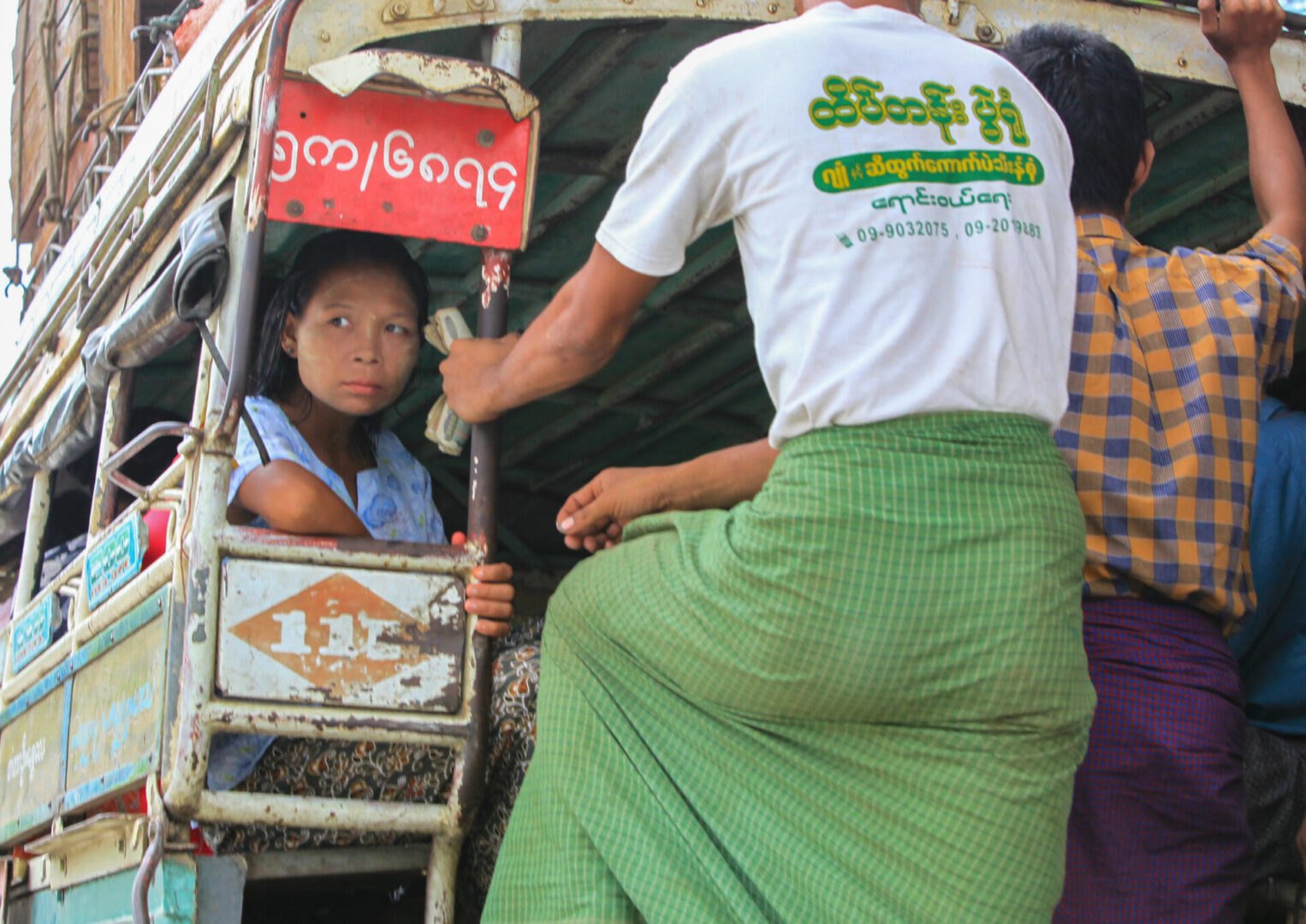 Mandalay Woman on Bus 3913 scaled